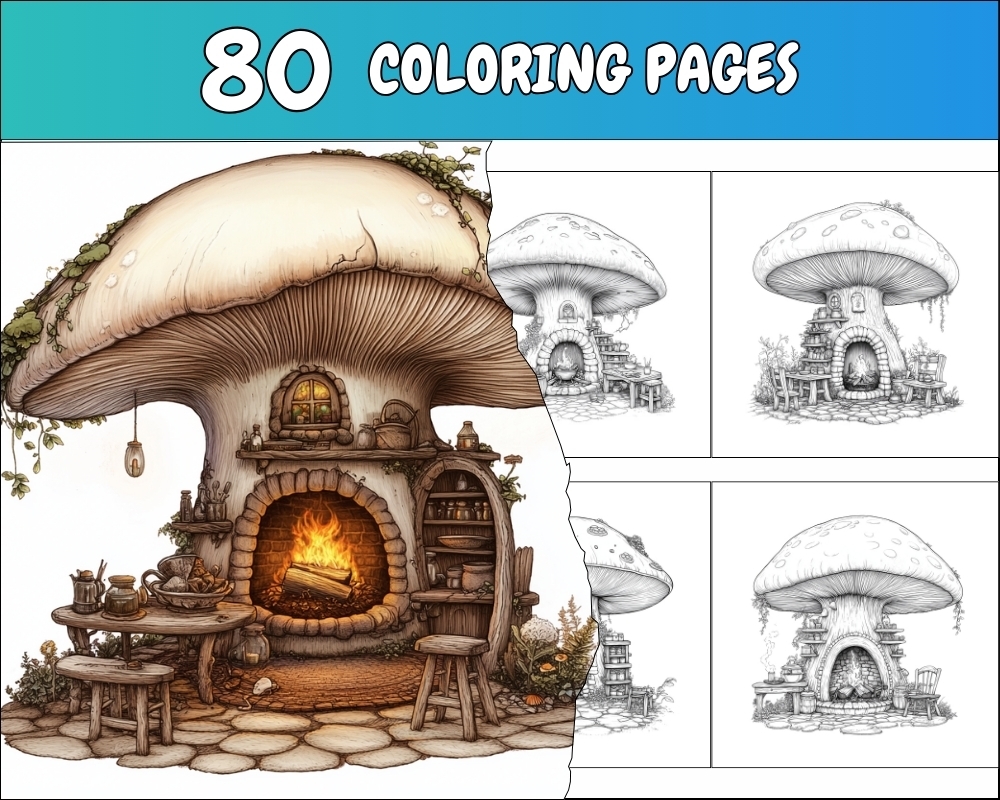 Warm fireplace in a Mushroom